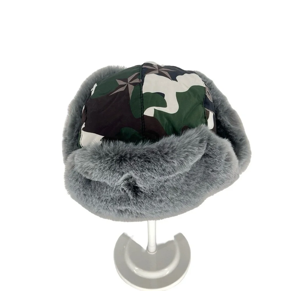 Camouflage Trapper Hat Faux Fur Ear Flaps Winter Aviator Hunting Unisex